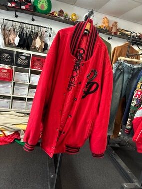 Men’s PELLE PELLE  Soda Club 🥤 Varsity Jacket SZ 5XL Red BLK Super Rare Used